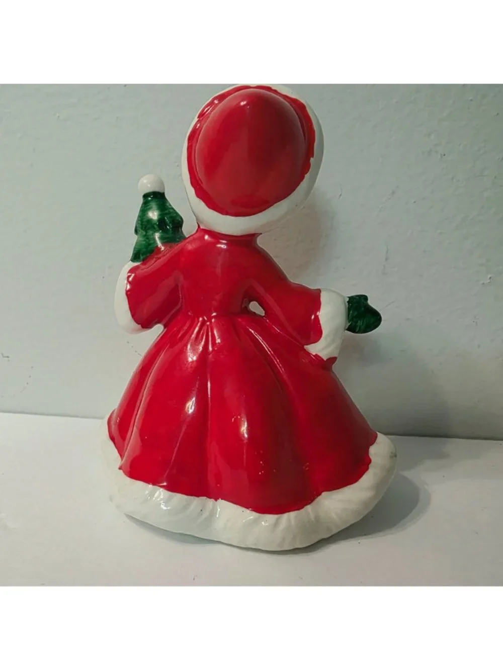 Vtg Lefton Made in Japan 6604 Christmas Tree Poinsettia Red Dress Girl Figurine